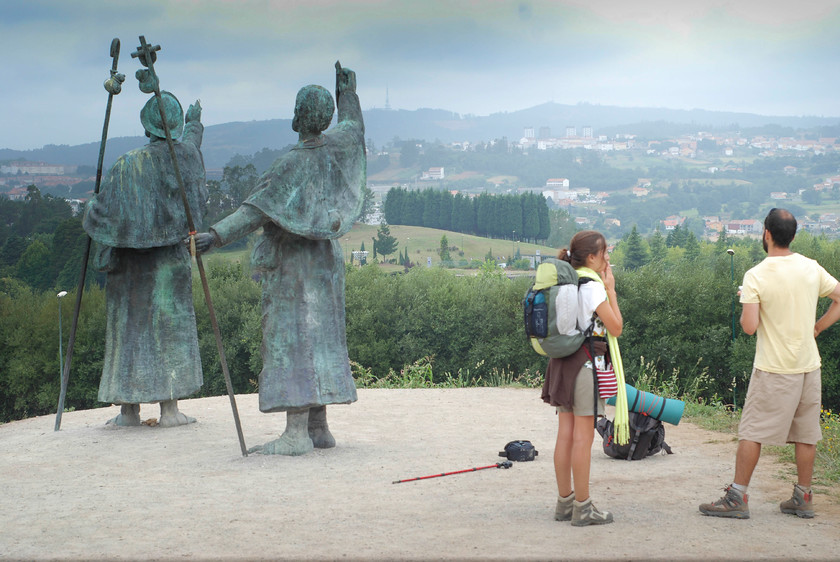 Galicia-160 
 Keywords: Monte Gozo Placer estatua Pelegrinos Pilgrims statue Santiago