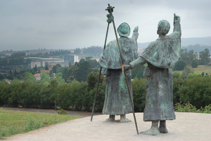 Galicia-162 
 Keywords: Monte Gozo Placer estatua Pelegrinos Pilgrims statue Santiago